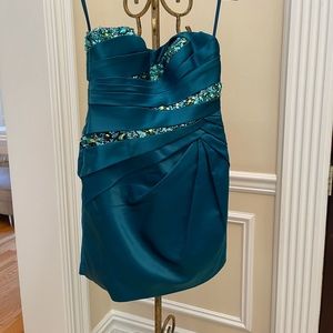 La Femme Strapless Short Evening Dress